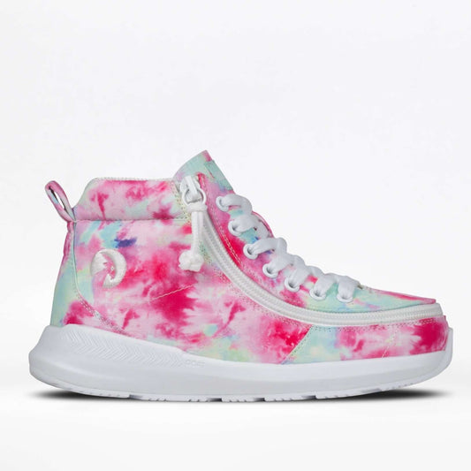 Pink watercolor BILLY Goat Classic kids' high top with wraparound side zipper