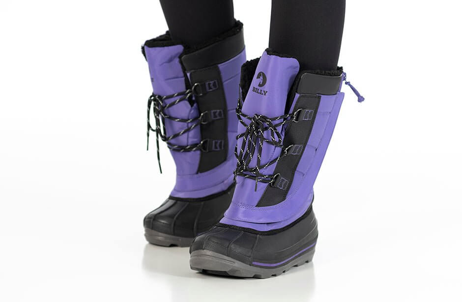 Purple BILLY Ice Winter Boots for Kids - AFO Friendly warm snow boots with easy access design