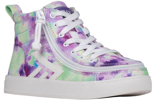 Purple watercolor BILLY CS 2.0 kids' high top sneaker with wraparound side zipper