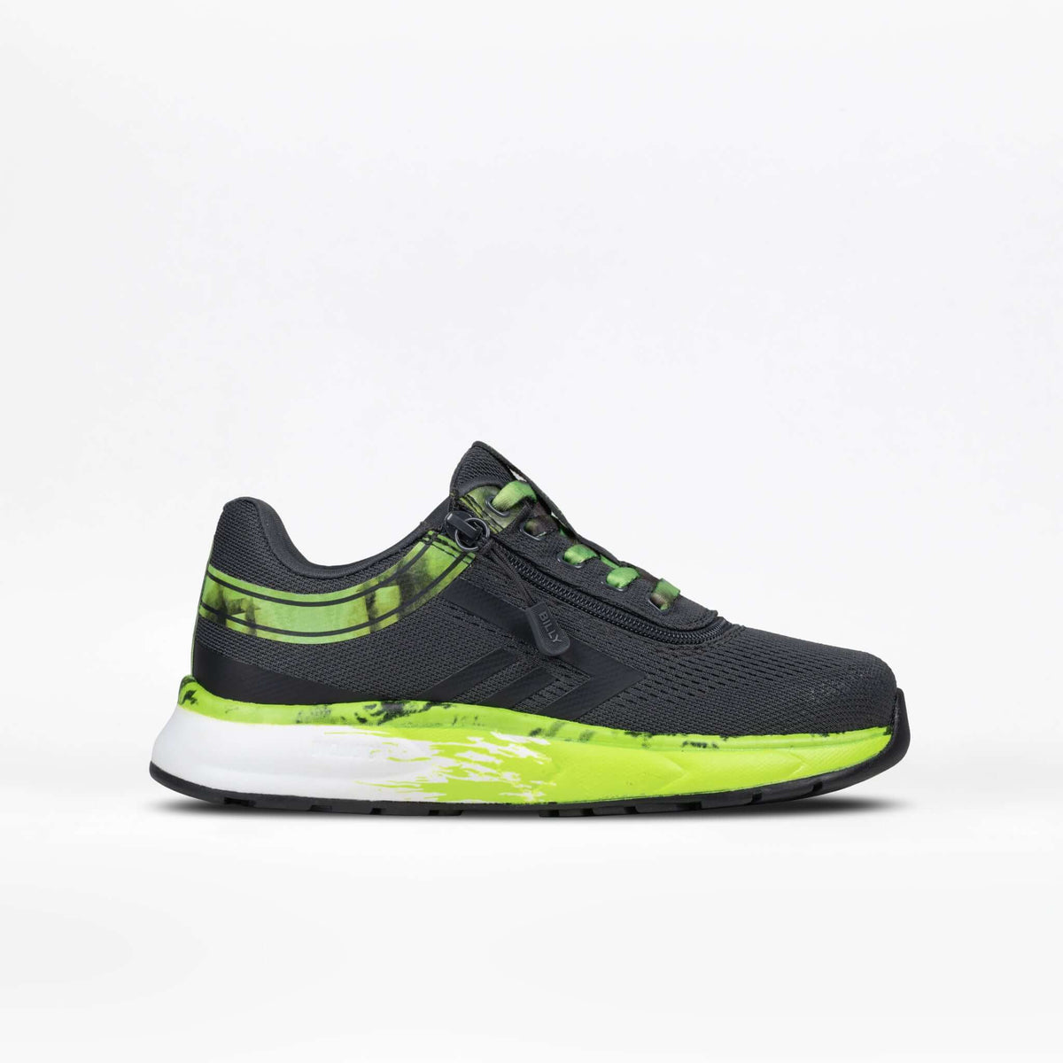 Smoke and lime Fire BILLY Sport Inclusion kids' adaptive sneaker with side zipper