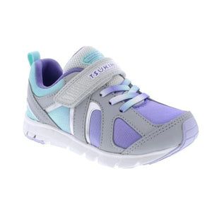 Tsukihoshi Rainbow Grey/Purple  Girls Running Shoes (Machine Washable) - shoekid.ca