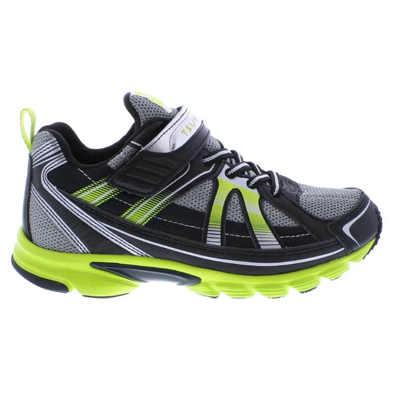 Tsukihoshi Storm Boys Black Lime Running Shoes - Lightweight, Machine Washable Sneakers for Big Kids &amp; Toddlers