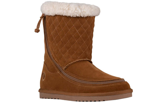 Women's chestnut BILLY Cozy Quilt warm-lined winter boot with side zipper, adaptive easy-on design