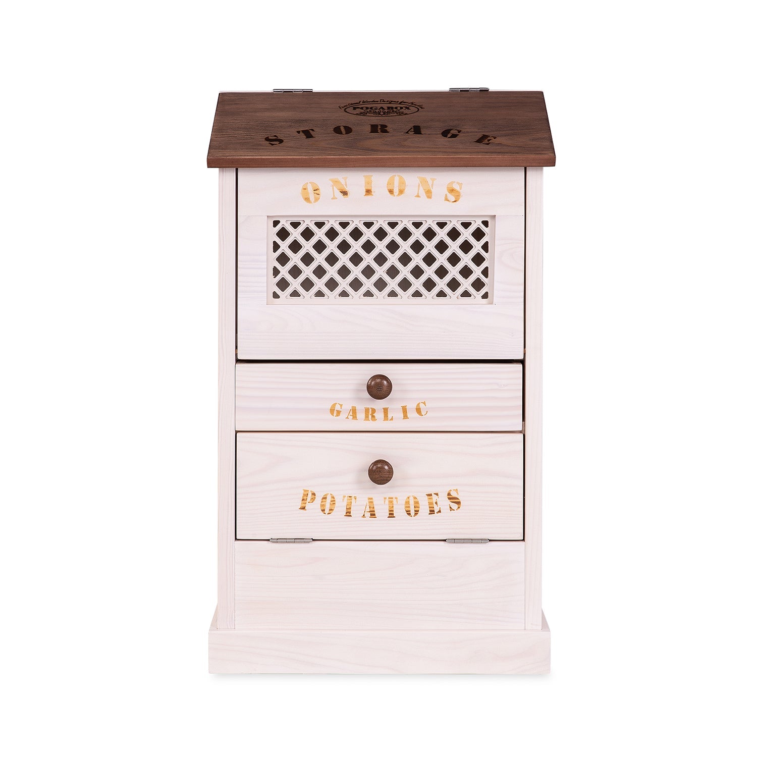 POGABOX™ Modern Potato Onion and Garlic Storage Wooden Bin Box - CHESTNUT CAPPUCCINO - shoekid.ca