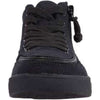 Front view of Billy Classic Kids Black High Top Adaptive Sneaker with laces and side zipper, featuring EasyOn technology for kids.