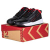 Black/Red BILLY Kid&#39;s Sport Hoop Sneakers with easy on and off laces and zipper, showcasing style and function on shoebox.