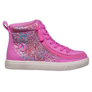 Billy Pink Print Canvas Lace High Top Adaptable Sneaker (EasyOn) - ShoeKid.ca