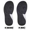 Sole view of BILLY Kid&#39;s Sport Hoop Sneakers, medium and wide sizes, featuring durable rubber outsoles for grip and comfort.