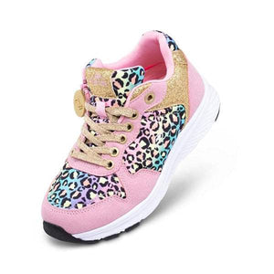 Friendly Kids Excursion Jasmine Leopard Girls Adaptable Running Shoes (AFO Compatible) - ShoeKid.ca