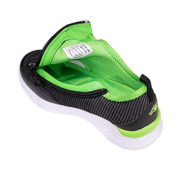 Friendly Kids Force Black Lime Boys Running Shoes (AFO Compatible) - ShoeKid.ca
