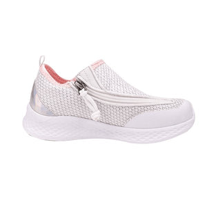 Friendly Kids Force White Shimmer Girls Adaptable Running Shoes (AFO Compatible) - ShoeKid.ca