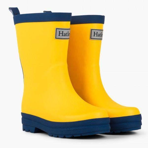 Hatley Yellow & Navy Kids Rain Boots - ShoeKid.ca