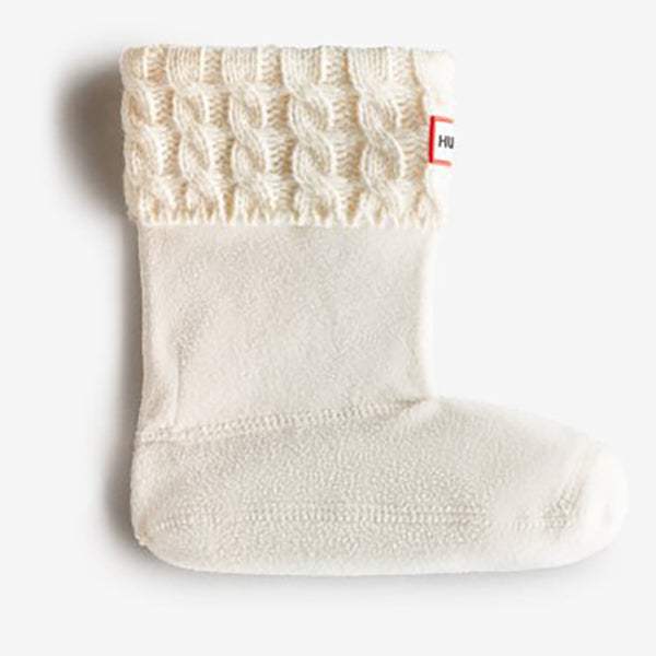 Hunter Kids' Six-Stitch Cable Boot White Fleece Socks - ShoeKid.ca