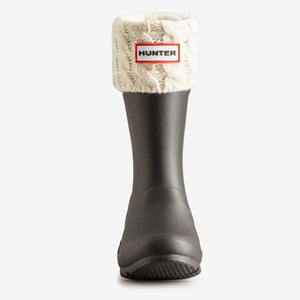 Hunter Kids' Six-Stitch Cable Boot White Fleece Socks - ShoeKid.ca