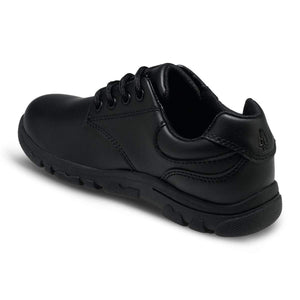 Hush Puppies Chad Black Leather Uniform Shoes - ShoeKid.ca