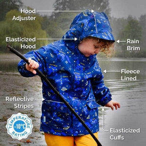 Jan & Jul Cozy-Dry 100% Waterproof Fleece Lined Rain Jacket Constellations - ShoeKid.ca