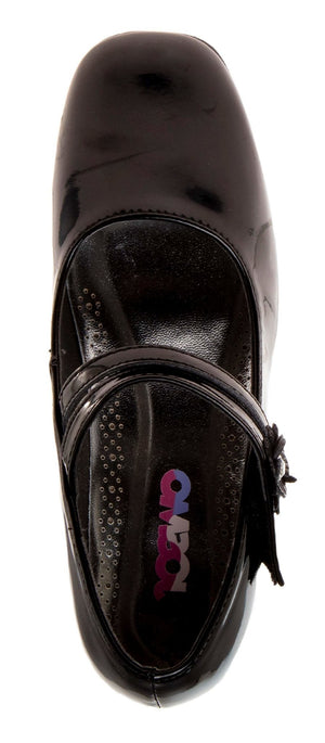 Josmo Girls Black Flower MJ Dress Shoes (Little Kid/Youth) - ShoeKid.ca