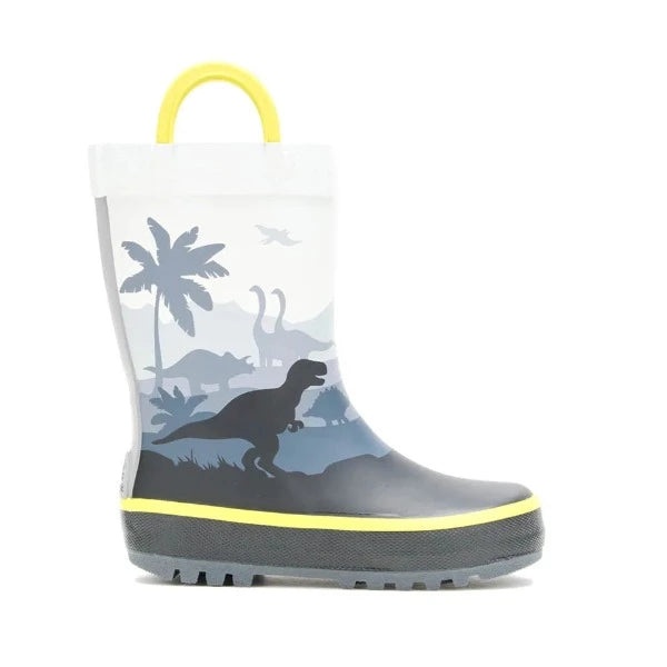 Kamik Kids Gray Dino Boys Toddler Rain Boot - ShoeKid.ca