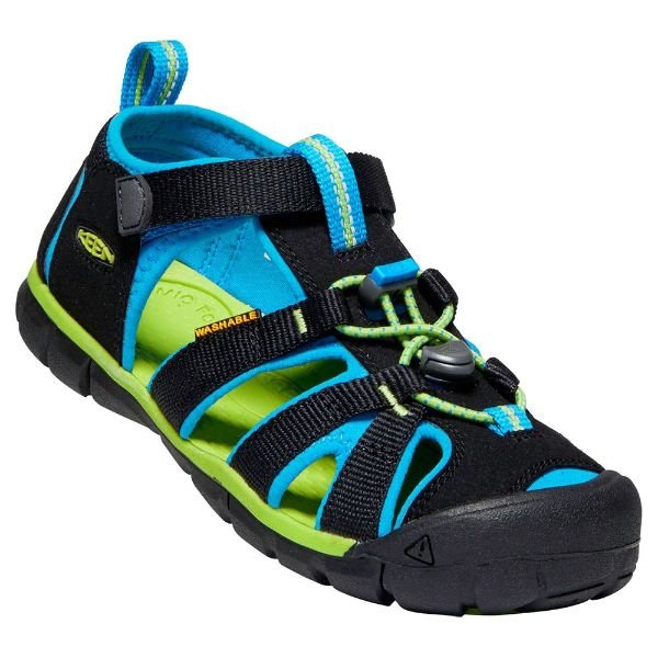 Keen Seacamp II CNX Black/ Brilliant Blue Little/Big Kids Sandals (Water Friendly) - ShoeKid.ca