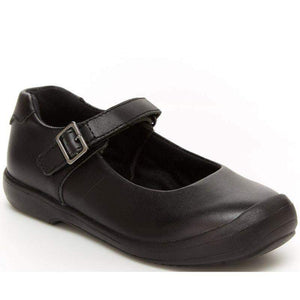 Stride Rite Ainsely Girls Black Uniform School Shoes (Velcro/Fake Buckle) - ShoeKid.ca