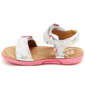 Stride Rite Kingsley White Floral Girls Toddler Leather Sandals (Faux-buckle) - ShoeKid.ca