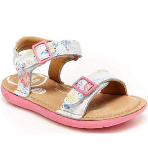 Stride Rite Kingsley White Floral Girls Toddler Leather Sandals (Faux-buckle) - ShoeKid.ca