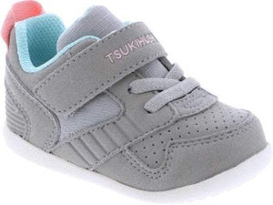 Tsukihoshi Baby Racer Gray/ Pink Toddler Shoes (Machine Washable) - ShoeKid.ca