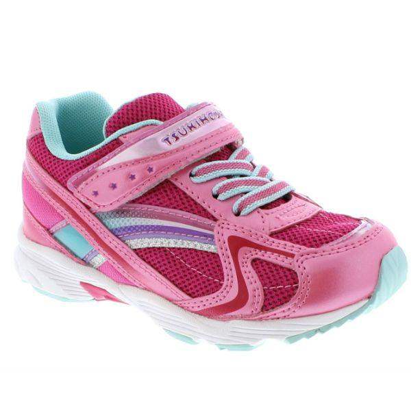 Tsukihoshi GLITZ Hot Pink Mint Girls Running Shoes (Machine Washable) - ShoeKid.ca