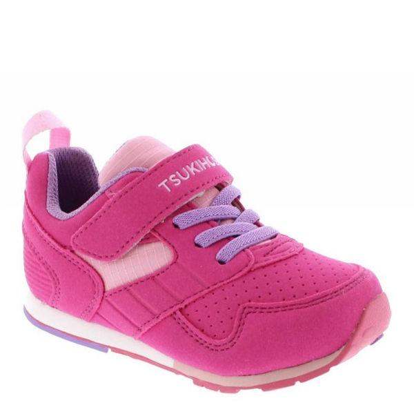 Tsukihoshi Racer Fuchsia Pink Girls Running Shoes (Machine Washable) - ShoeKid.ca
