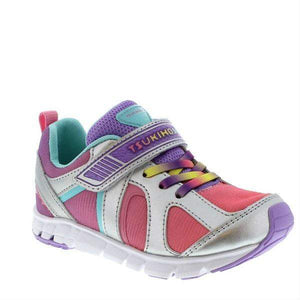 Tsukihoshi Rainbow Silver Lavender Girls Runners (Machine Washable) - ShoeKid.ca