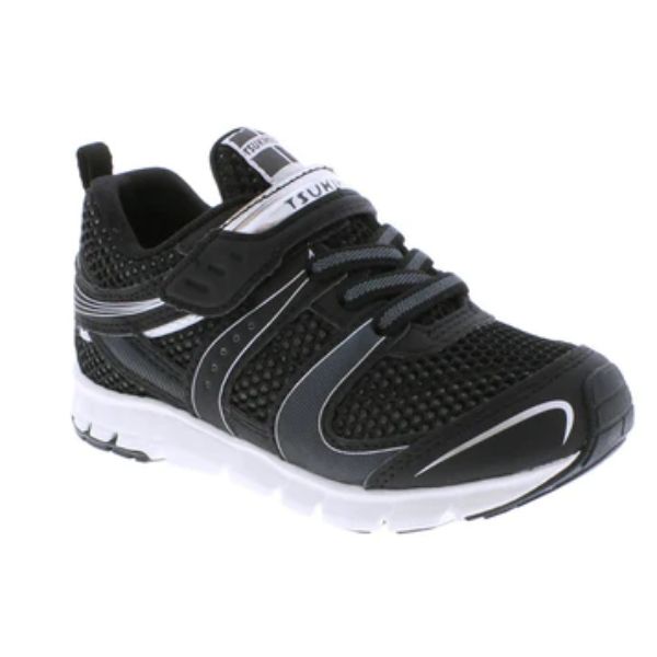 Tsukihoshi Velocity Black/Silver Boys Running Shoes (Machine Washable) - ShoeKid.ca