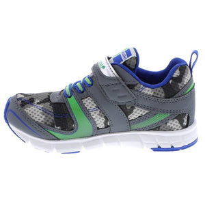 Tsukihoshi Velocity Gray Camo Boys Running Shoes (Machine Washable) - ShoeKid.ca