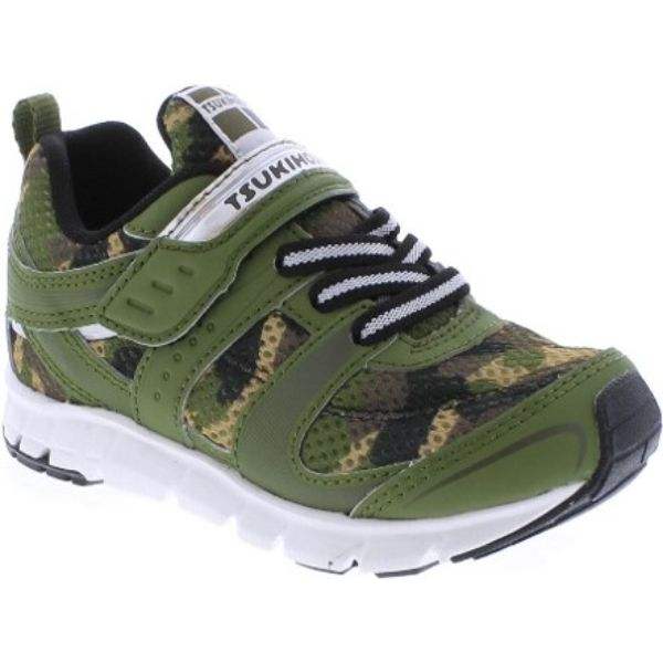 Tsukihoshi Velocity Green Camo Boys Running Shoes (Machine Washable) - ShoeKid.ca